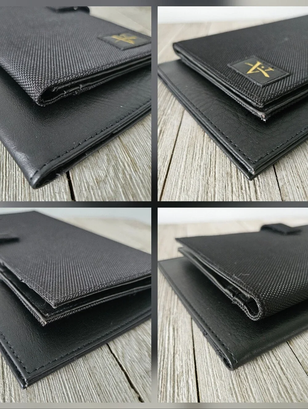 Pair of Vantqge Deluxe World Travel Black Document Passport Folder Holder Set ea